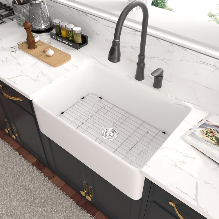 Sarlai Farmhouse Sink White Sarlai 33 Inch Kitchen Sink Firelclay